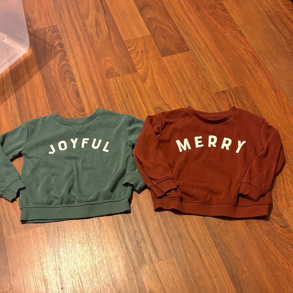 2t little co Joyful & Merry Kids Sweatshirts - Green and Rust